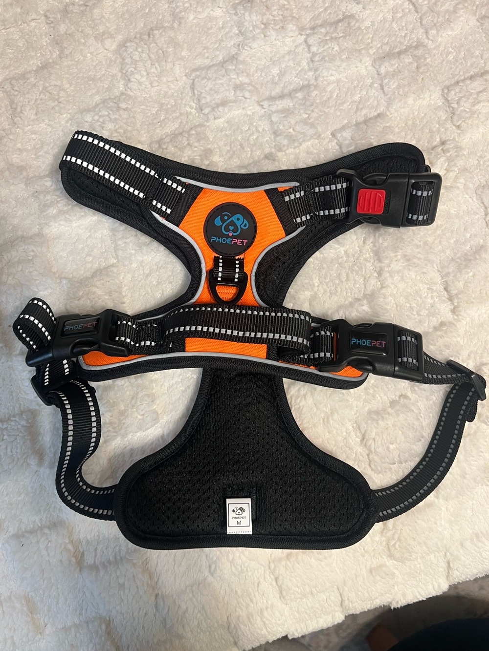 Orange & Black Reflective Dog Harness - Medium